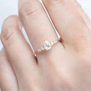 Estel Fleur Ring, 0.25ct Pear Rose Cut Diamond, 14K Yellow Gold (One of a kind)