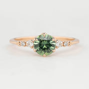 Estel Fleur Six Prongs Ring - 0.88ct Light Green Montana Sapphire Ring, 14k Rose Gold (One of a kind)