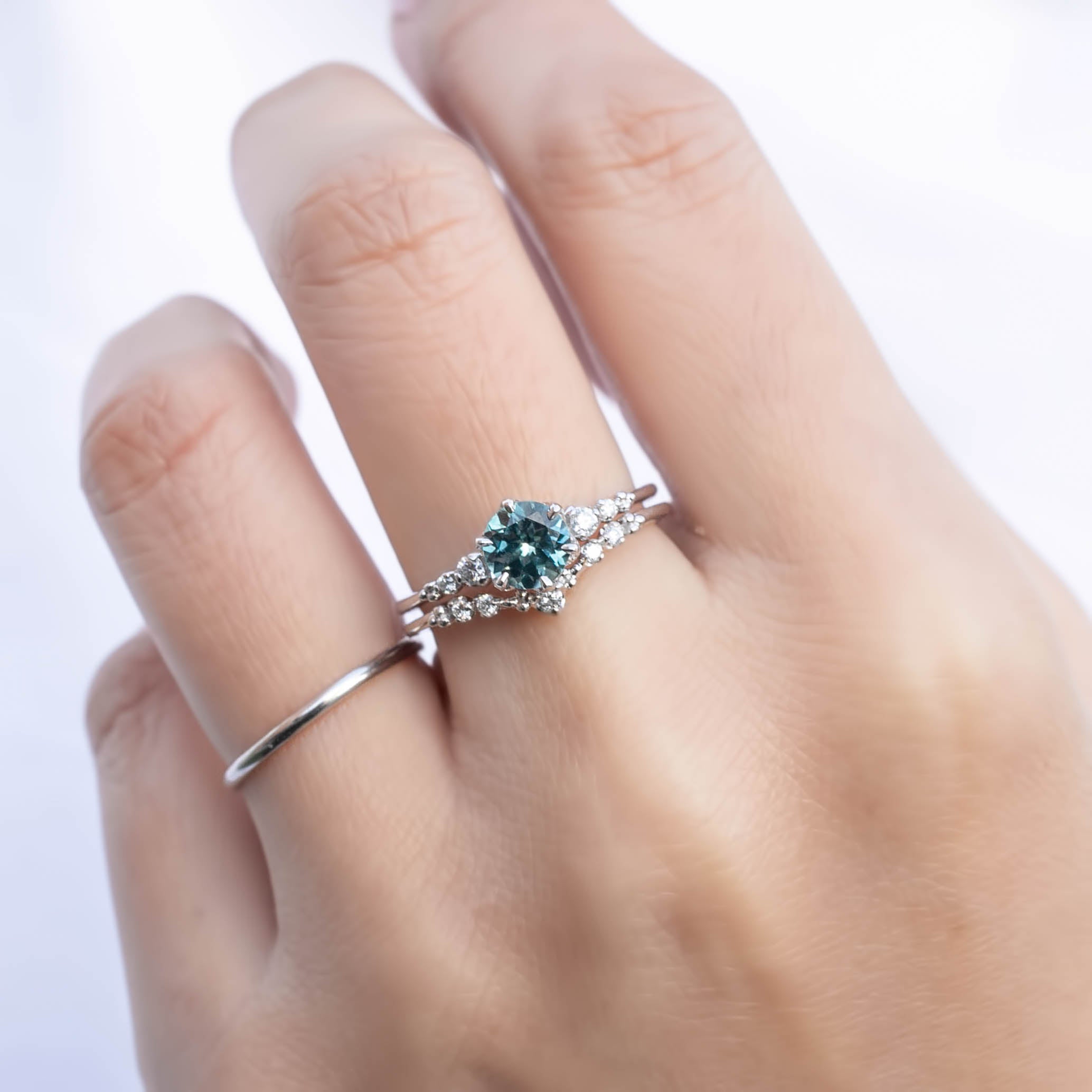 Estel Fleur Six Prongs Ring - 0.98ct Light Blue Montana Sapphire, 14k White Gold (One of a kind)