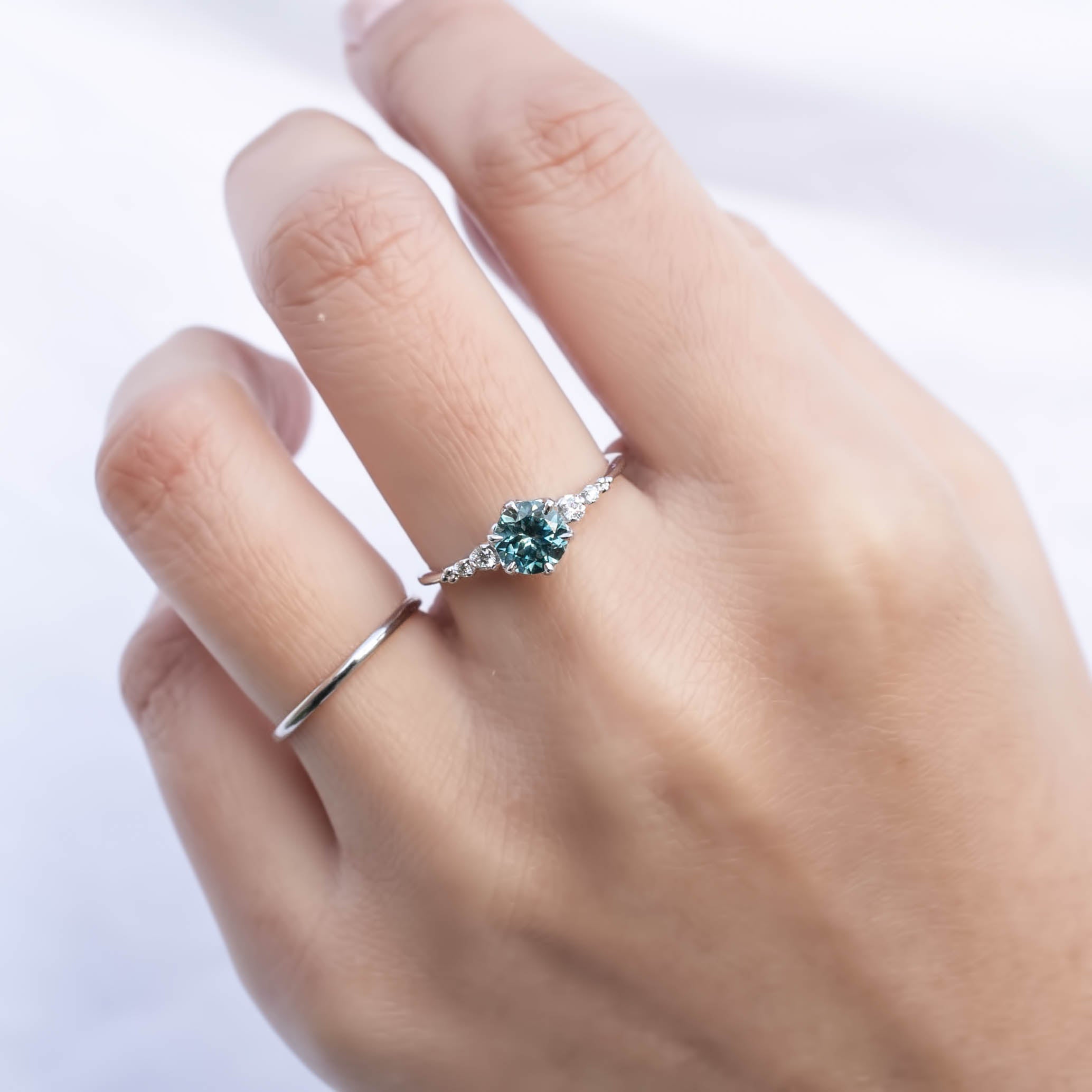 Estel Fleur Six Prongs Ring - 0.98ct Light Blue Montana Sapphire, 14k White Gold (One of a kind)