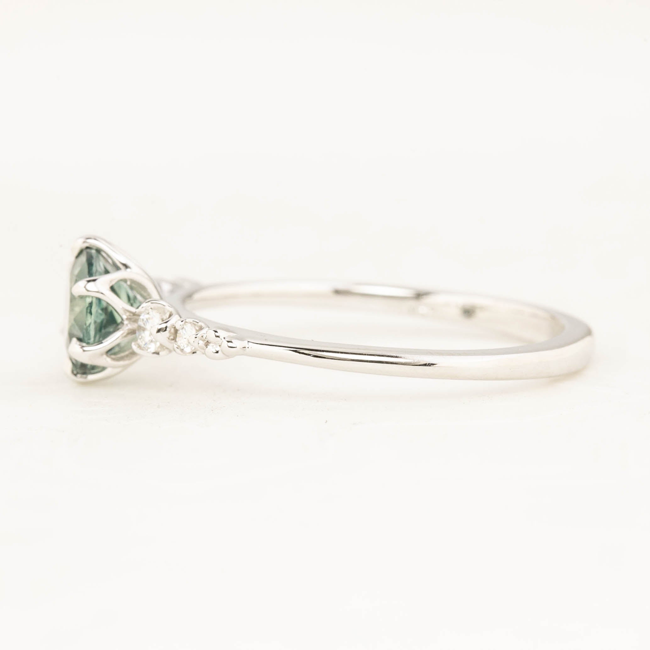 Estel Fleur Six Prongs Ring - 0.98ct Light Blue Montana Sapphire, 14k White Gold (One of a kind)