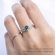 Estel Fleur Six Prongs Ring 0.94ct Light Blue Green Montana Sapphire, 14k White Gold (One of a kind)