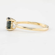 Olivia Ring 1.35ct Unheated Teal Blue Oval Queensland Sapphire (One of a kind), 14k yellow gold