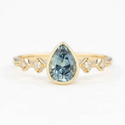 【一点物】セレステリング ・0.89ct・加熱モンタナ産ブルーグリーンサファイア・K14YG