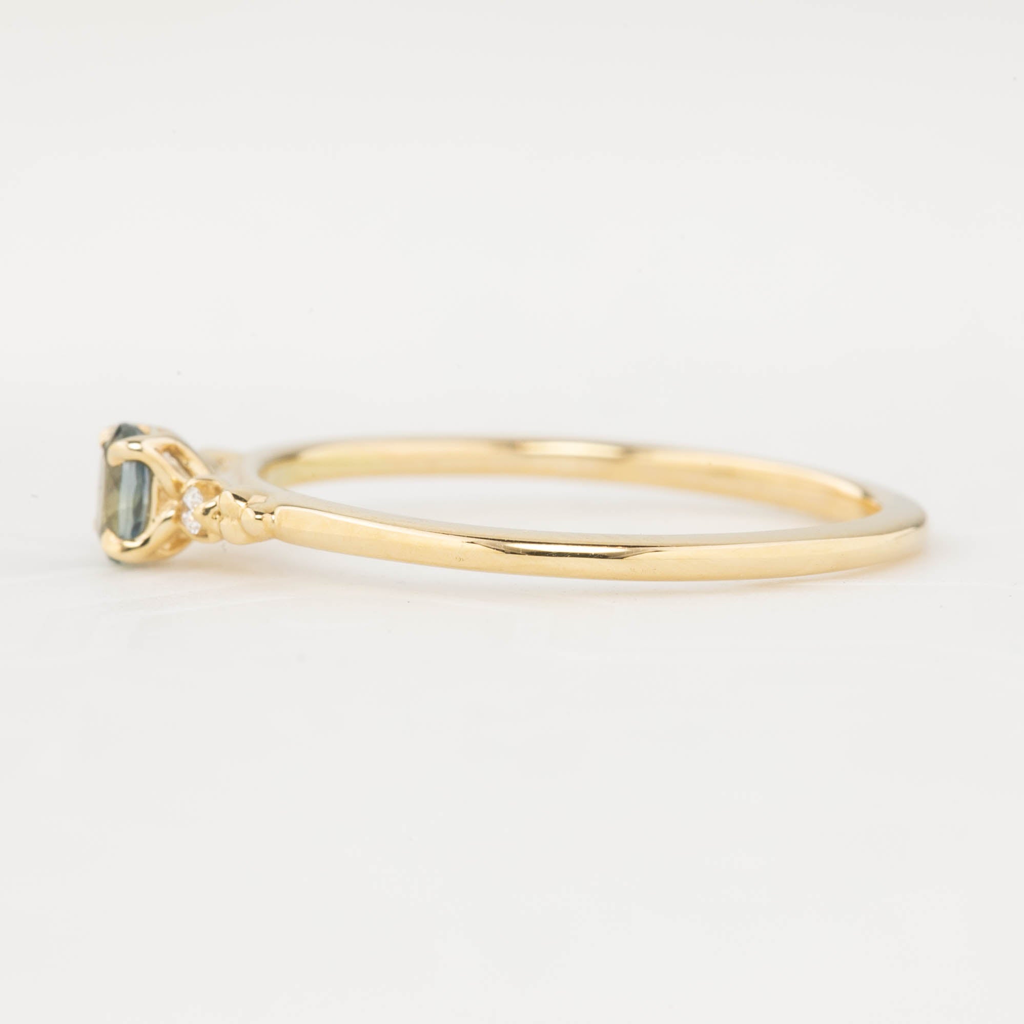 Estel Ring, 0.20ct Unheated Blue Green Sapphire
