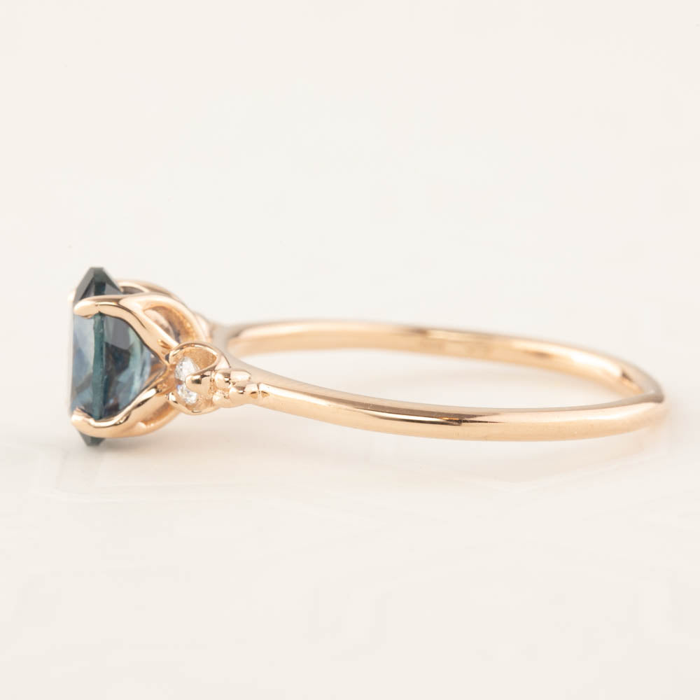 Estel Ring - 1.18ct Teal Blue Montana Sapphire, 14k Rose Gold (One of a kind)