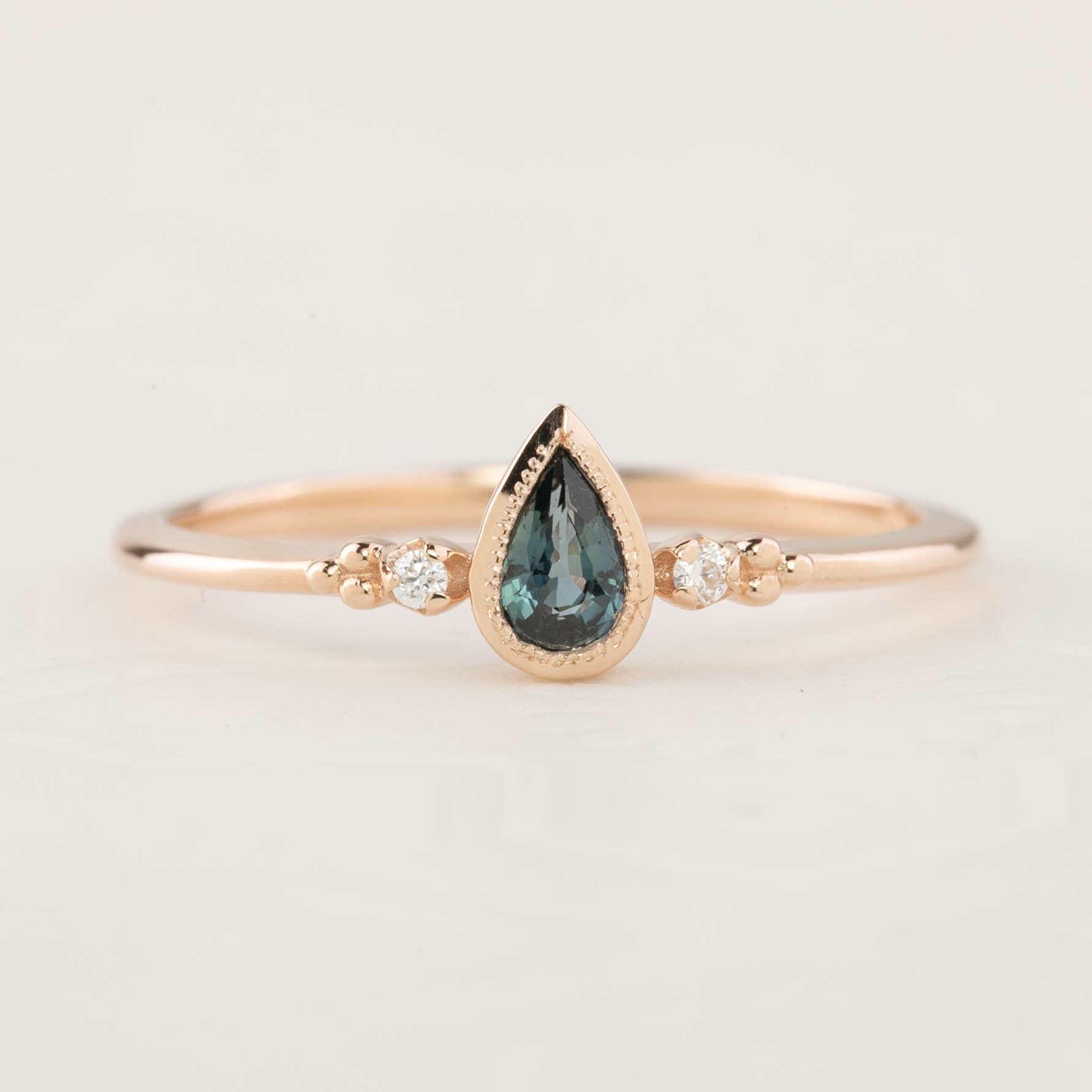 【即日配送】エステルリング ・0.35ct・非加熱グリーンサファイア・K14YG