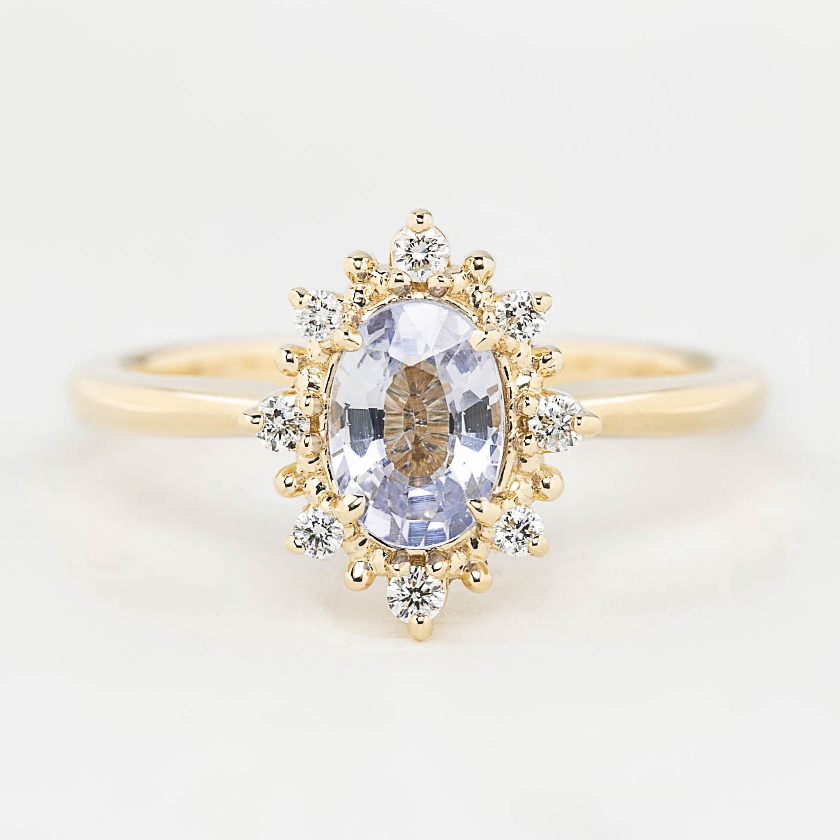 【一点物】ヴィクトリアリング ・0.91ct・加熱セイロン産ライトブルーサファイア・K14YG