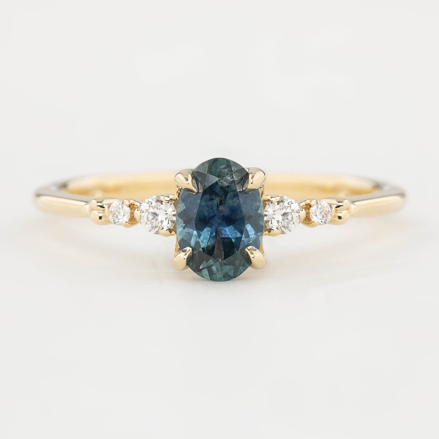 Estel Fleur Four Prongs Ring - 0.73ct Teal Blue Green Montana Sapphire (One of a kind)