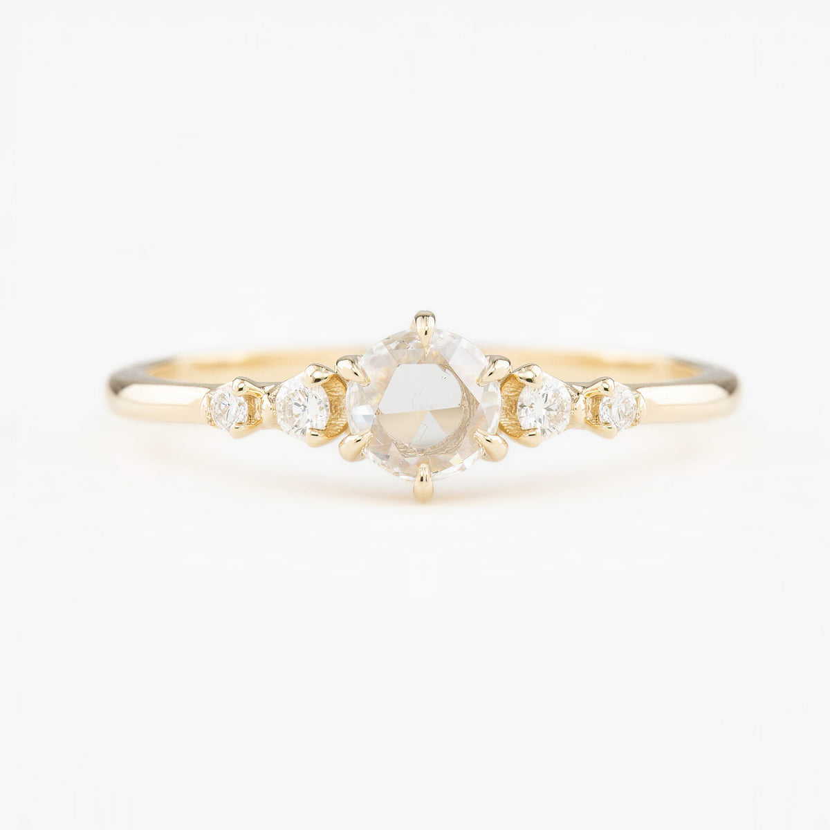 Mila Ring, 0.2ct Round Rose Cut Diamond, 14k Yellow Gold (One of a kin ...