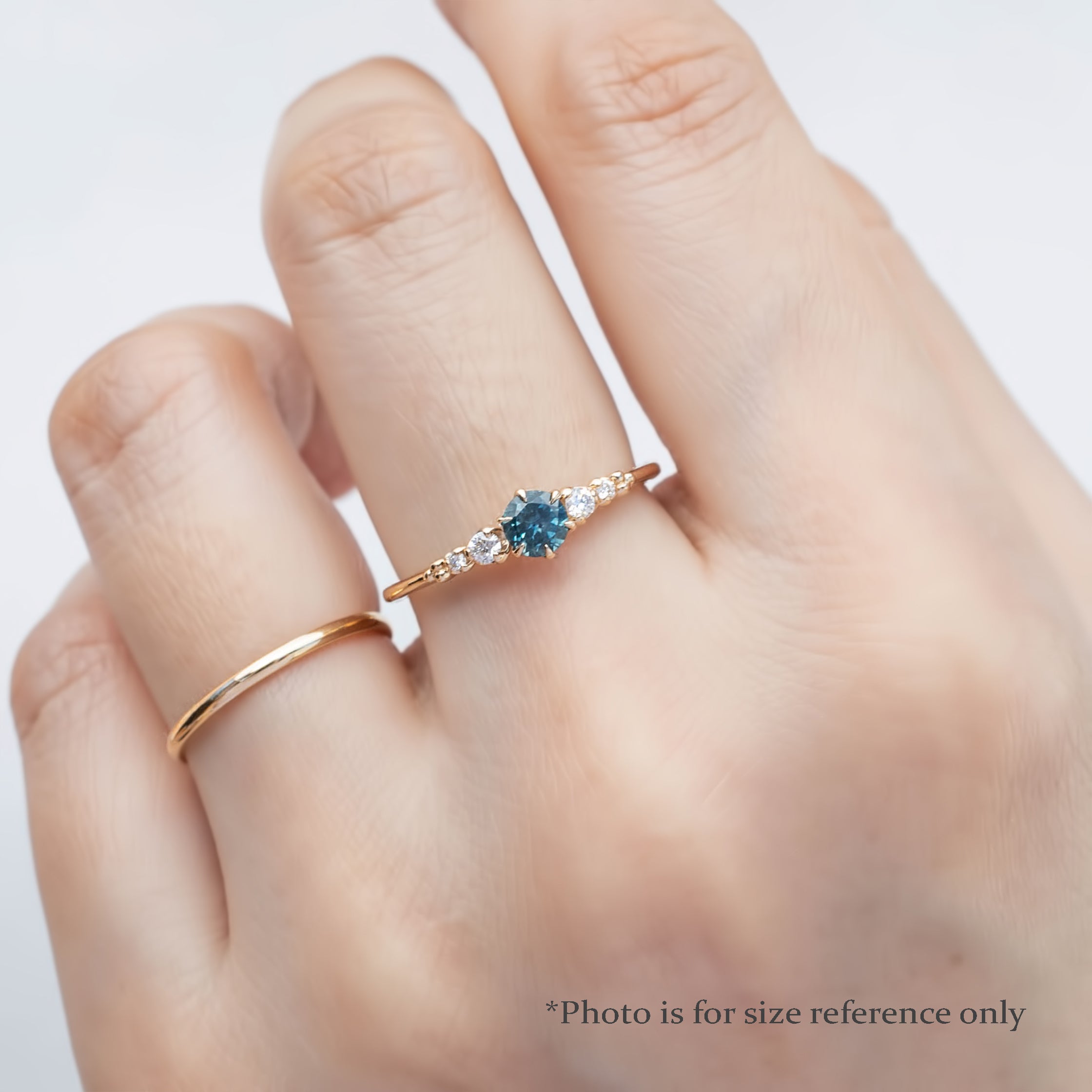 【即日配送】エステルフルールリング ・0.30ct・クイーンズランド産ブルーグリーンサファイア・K14WG