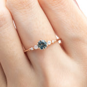 Estel Fleur Six Prongs Ring 4.8mm 0.50ct Parti Gray Green Queensland Sapphire 14K Rose Gold