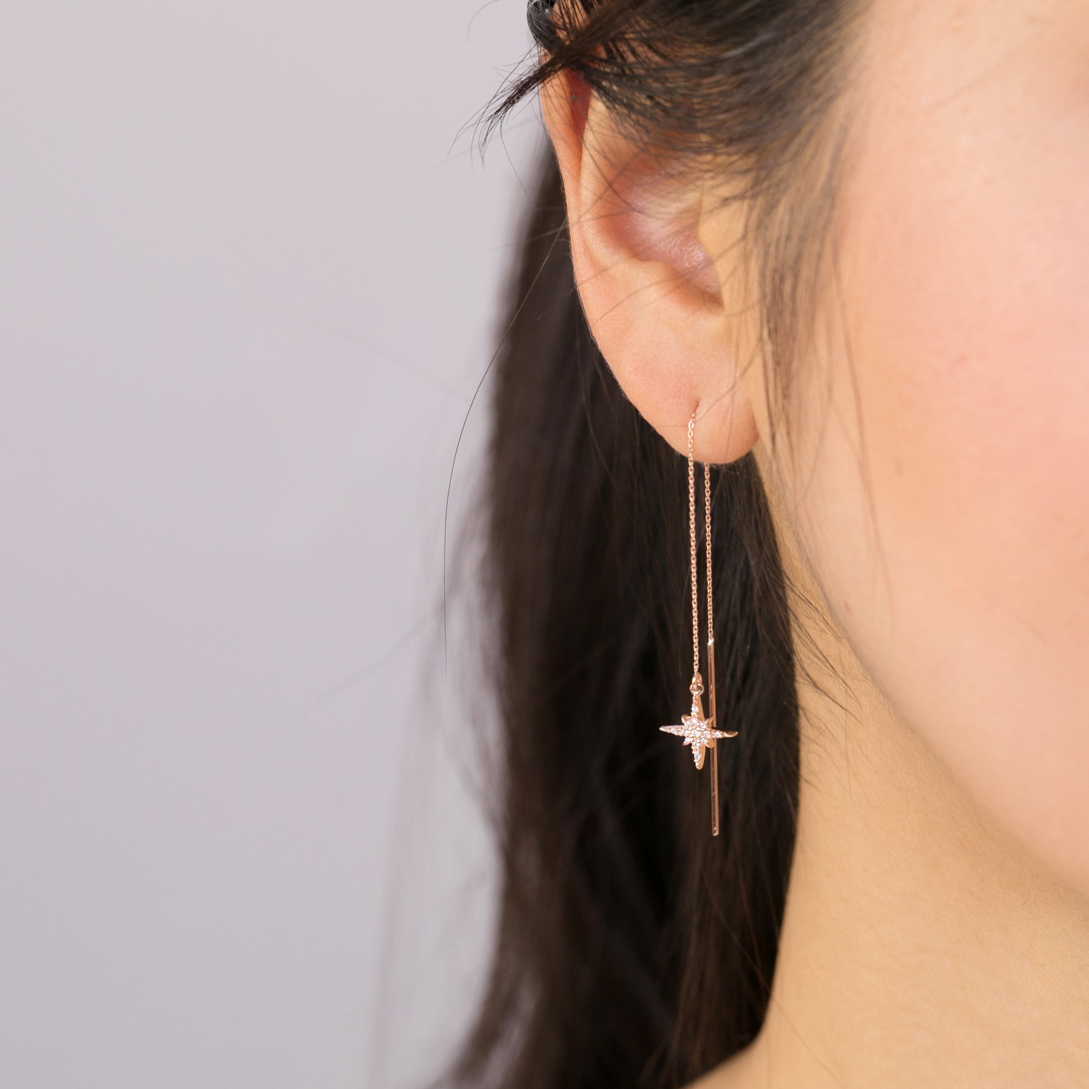 Starburst Diamond Threader Earrings