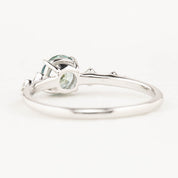 Celeste Ring 0.73ct Parti Blue Green Round Montana Sapphire, 14K White Gold (One of a kind)