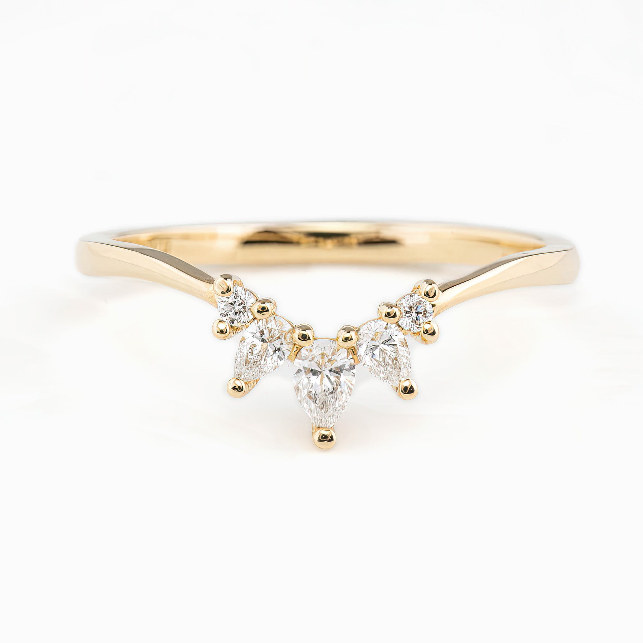 Gloria Ring featuring natural white diamonds set in ethically sourced solid gold with a delicate 1.5mm band width